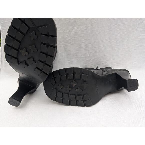 Steve Madden Womens Kinko Black Leather Mid Calf Boot 7.5 Witchy Heel Whimsigoth - Picture 8 of 9